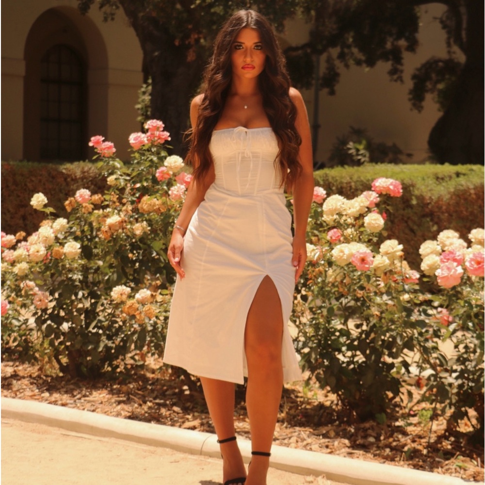 *SOLD OUT* White Corset Midi Dress